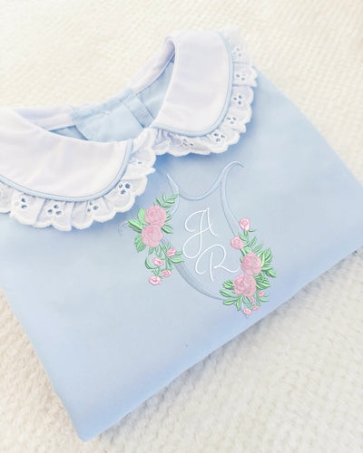 Preppy Floral Crest Embroidery Design