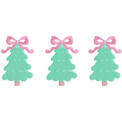 Christmas Tree And Bows Embroidery Design