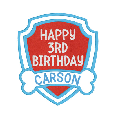 Puppy Birthday Badge Applique