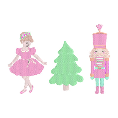 Nutcracker Christmas Tree Ballerina Embroidery Design