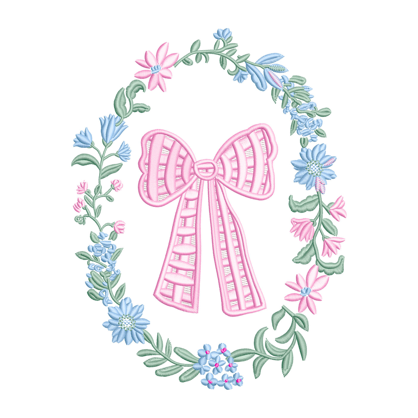 Floral Gingham Bow Crest Wreath