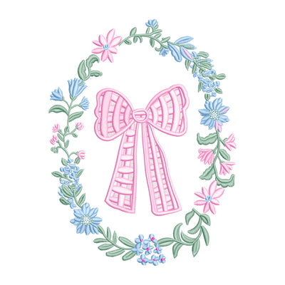 Floral Gingham Bow Crest Wreath