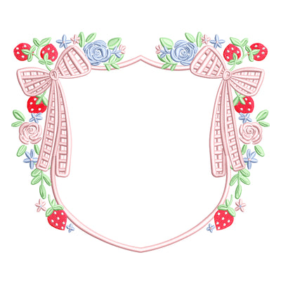 Strawberry Gingham Bow Crest