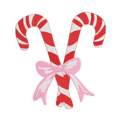 Candy Canes with Bow Embroidery Design