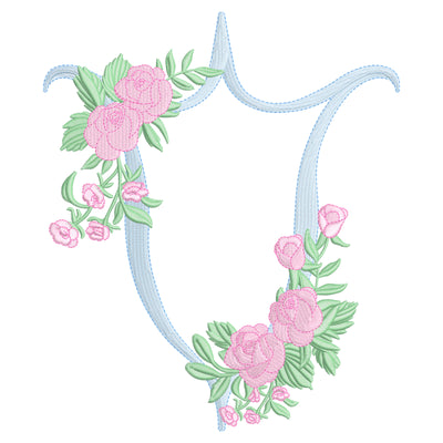 Preppy Floral Crest Embroidery Design