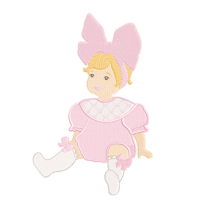 Preppy Girl Smocked Bubble Embroidery