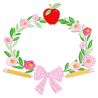 Back to School Bow Pencil Crest