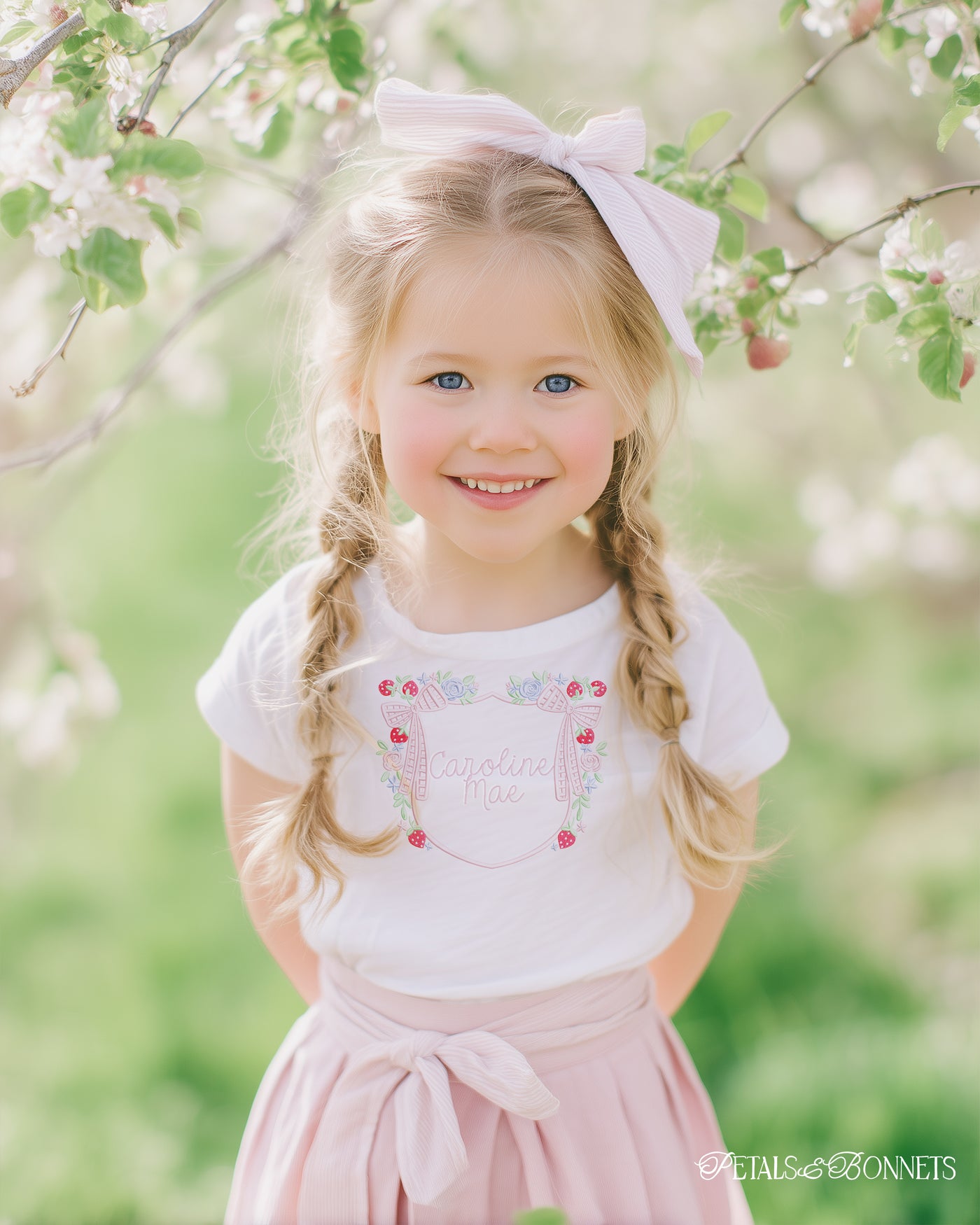 Strawberry Gingham Bow Crest