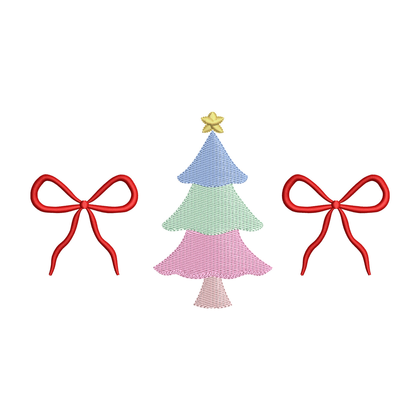 Christmas Tree And Bows Embroidery Design