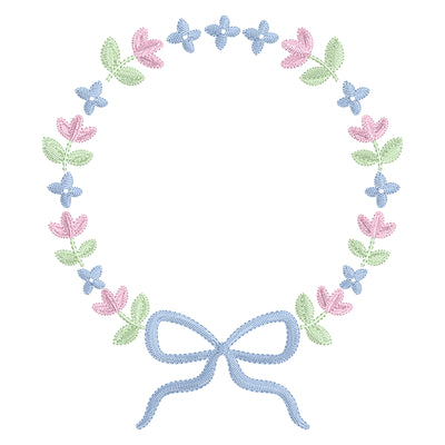 Flower Wreath Frame Embroidery Design