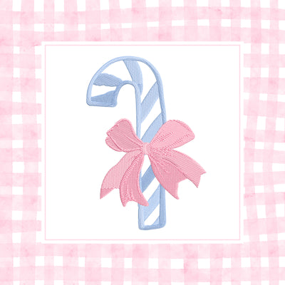 Candy Cane with Bow Embroidery Design