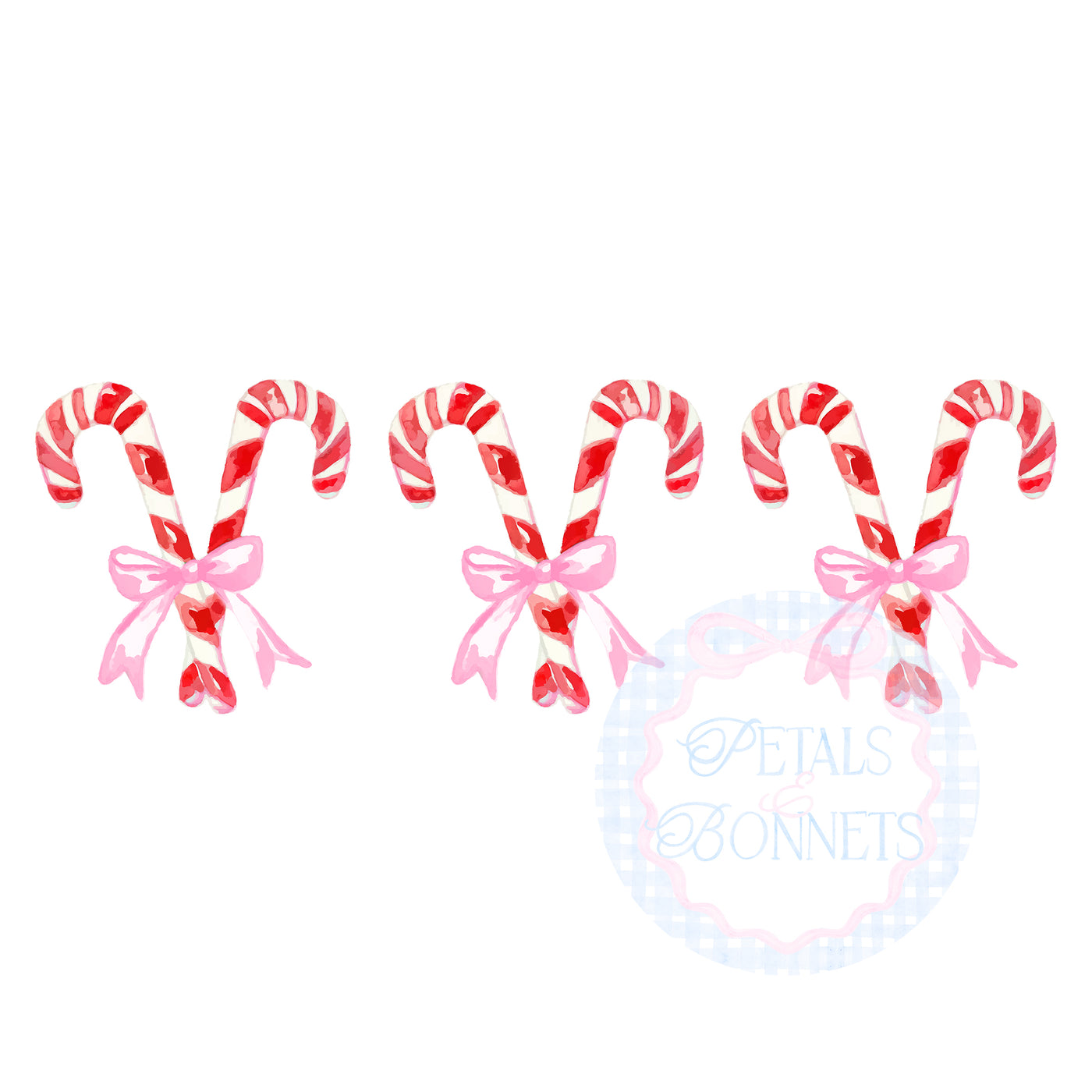 Christmas Candy Canes with Bows PNG SVG Design